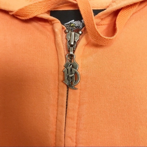 Harley-Davidson orange hoodie HD zipper embroider - Picture 3 of 8